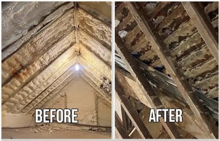 Before and after spray foam removal example 3