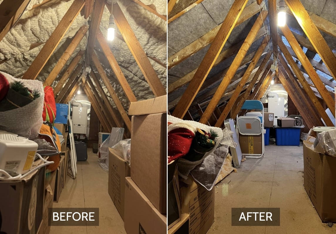 Before and after spray foam removal example 5
