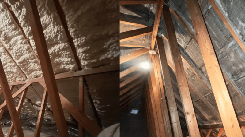 Before and after spray foam removal example 1